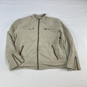 Y2K GAP Jacket Men's XXL Beige Windbreaker Bomber Moto Racer Utility Pockets